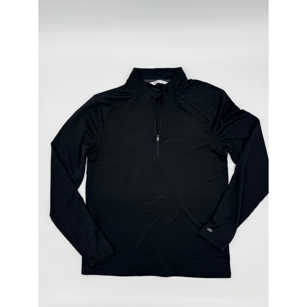 DSG Mens Quarter Zip Pullover Black Space Dye Long‎ Sleeve Performance Shirt S